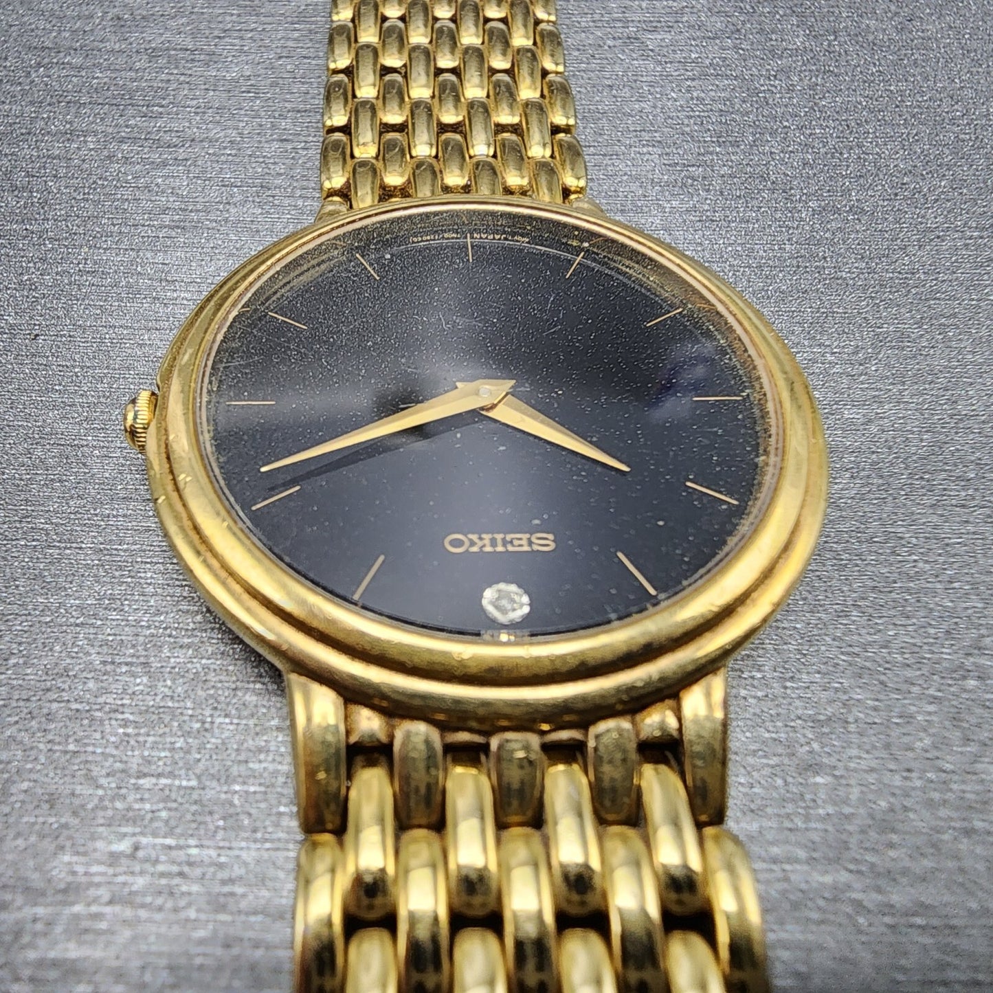 Seiko Watch Men 35mm Black Dial Gold Tone Round 7N00-F169 PARTS