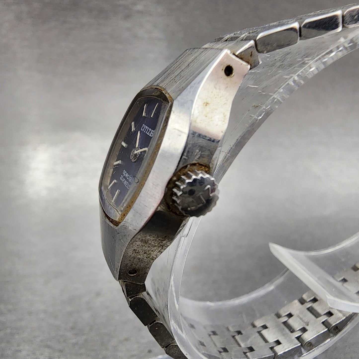 Citizen Special Watch Women 19mm Blue Dial Silver Tone Manual 4-673344 Runs