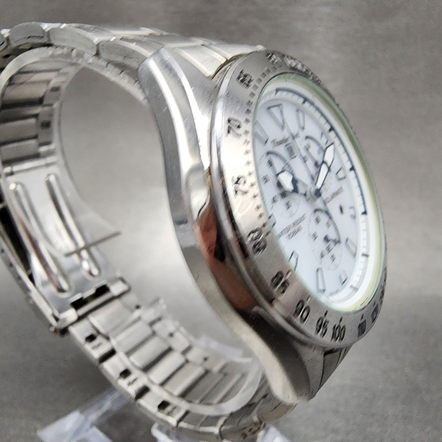 Citizen Thunderbird Chronograph Watch Men 40mm White Dial Steel Date Solar Runs