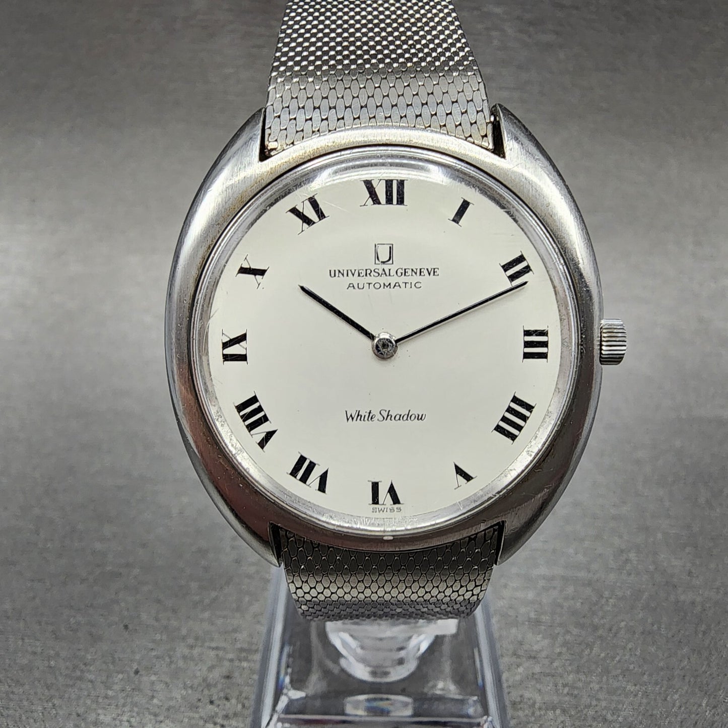 Universal Geneve White Shadow Automatic Watch Men 35mm White Dial Steel 866102