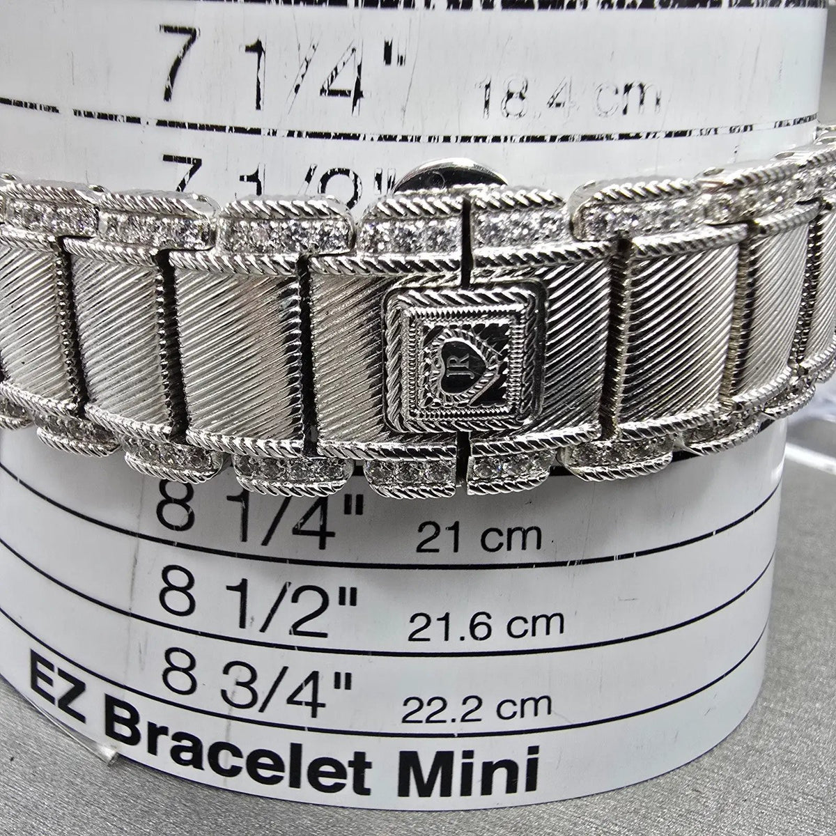 Judith Ripka Tank Watch Women 25mm MOP Dial Silver Tone Crystal Bezel New Batt10