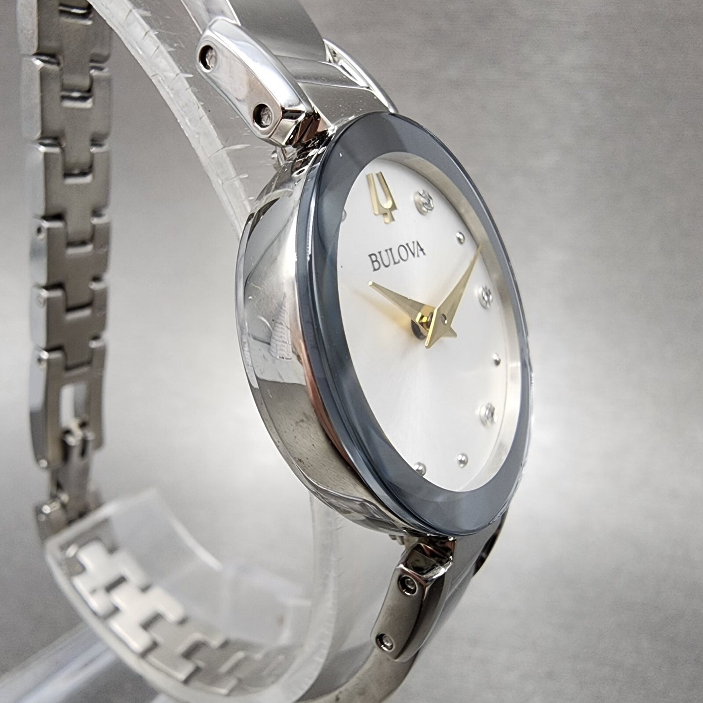 Bulova Marc Anthony Watch Women 26mm White Dial Silver Tone Diamond Accents B123