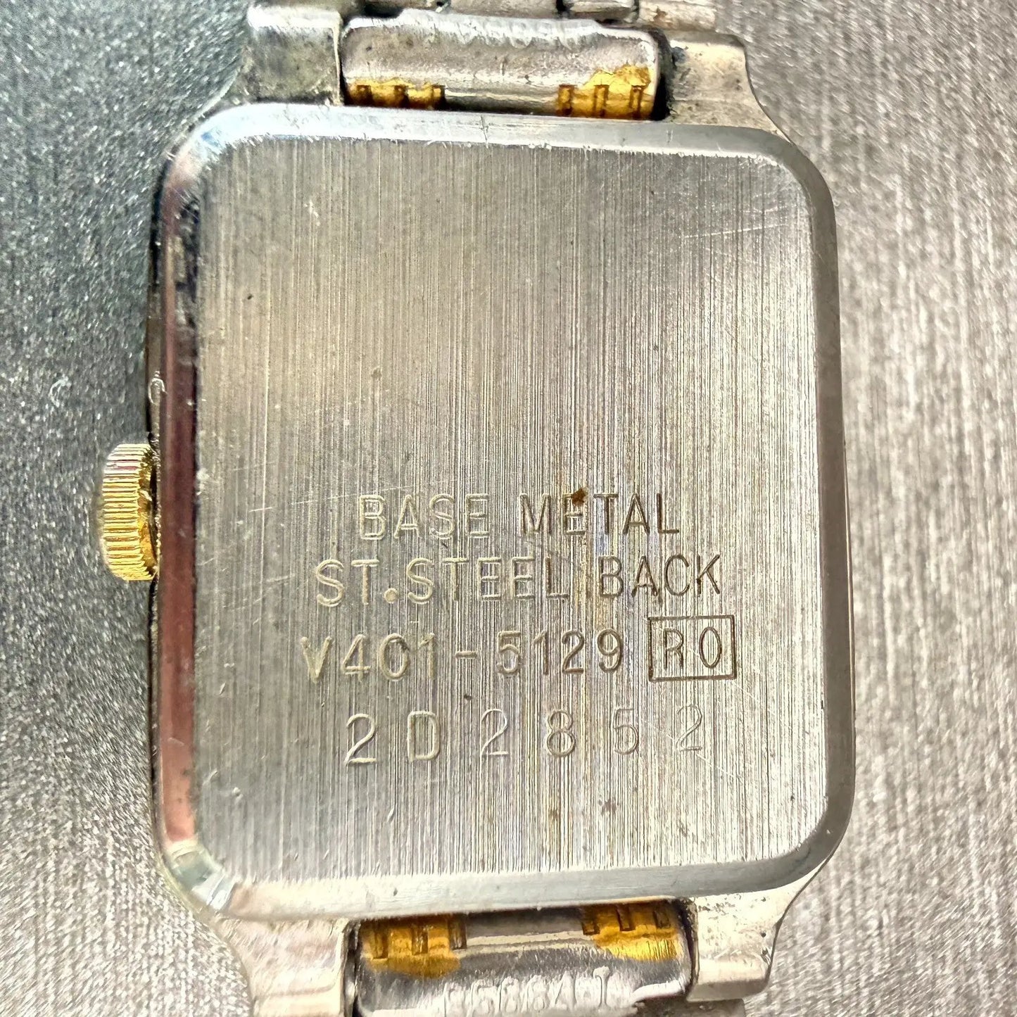 Seiko Watch Women 17mm White Dial Two Tone Rectangle V401-5129 New Battery VTG10