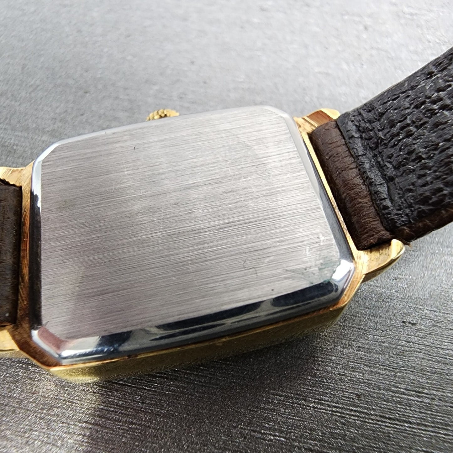Lucien Piccard Dufonte Tank Watch Women 21mm Gold Dial Gold Tone Rectangle Runs