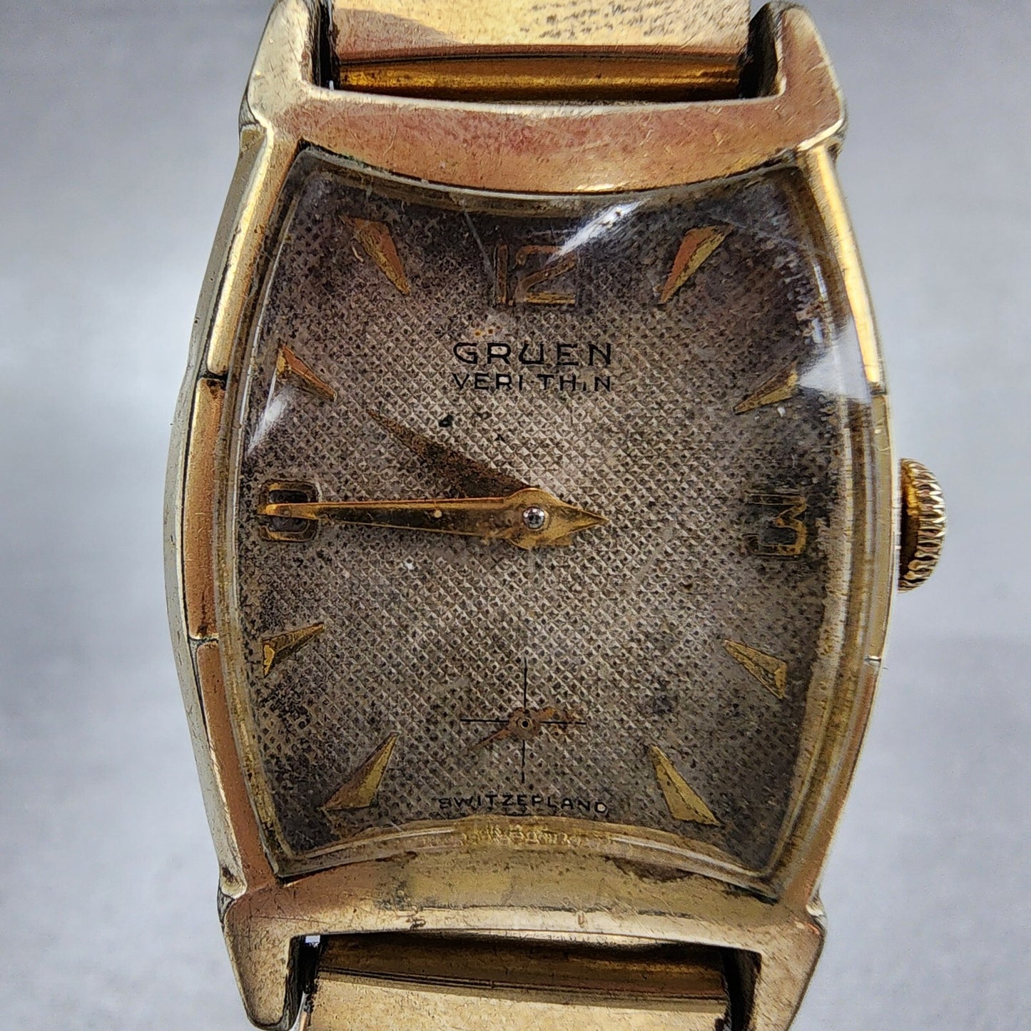 VTG Gruen Veri Thin Watch Men 25mm Cream Dial Gold Filled Manual Wind Cal 415