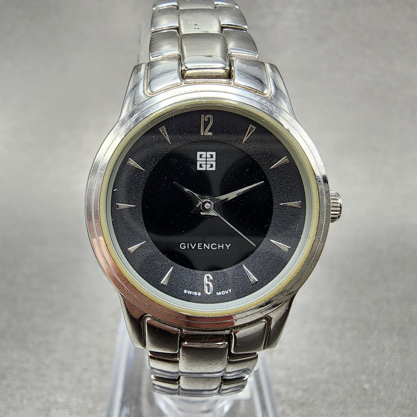 Givenchy Watch Women 24mm Black Dial Stainless Steel Round New Battery