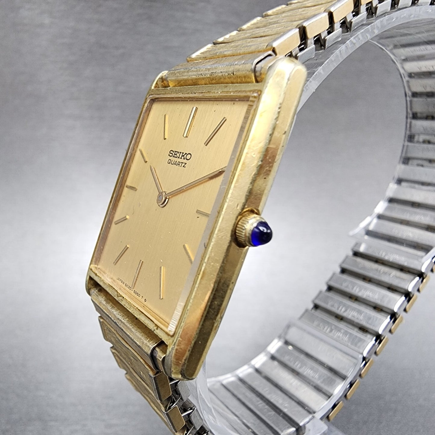 Seiko Watch Men 25mm Champagne Dial Gold Tone 6020-5059 New Battery