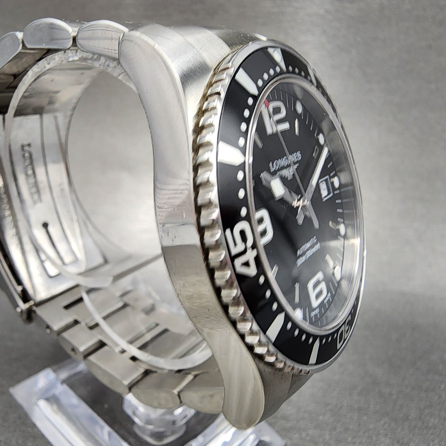 Longines Hydraconquest Automatic Watch Men 42mm Black Dial Steel Date L3.742.4