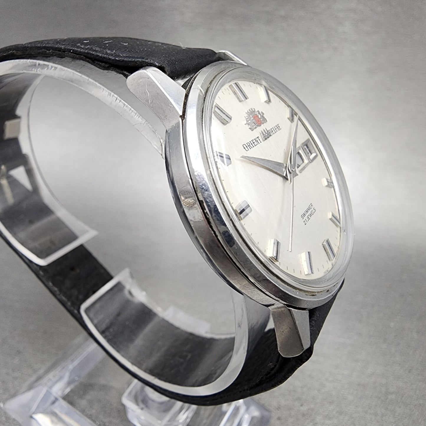 Orient AAA Deluxe Watch Men 35mm Silver Dial Steel Daydate Automatic READ!! RUNS