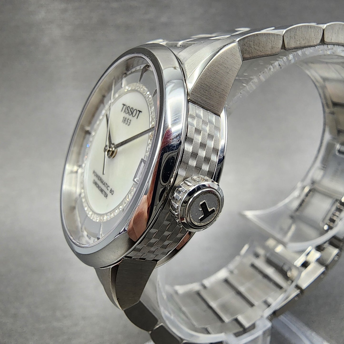 Tissot T-Classic Powermatic 80 Watch Women 30mm MOP Dial Stainless Steel Diamond
