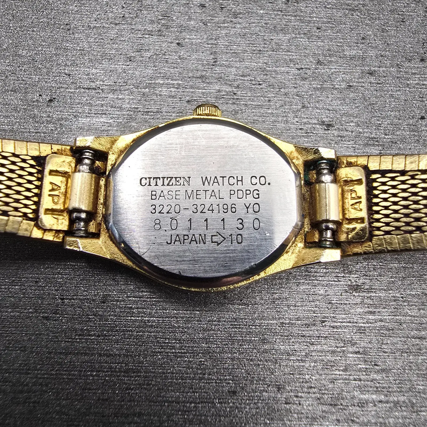 Citizen CQ Watch Women 17mm Gold Dial Gold Tone Gemmed 3220-324196 New Battery10