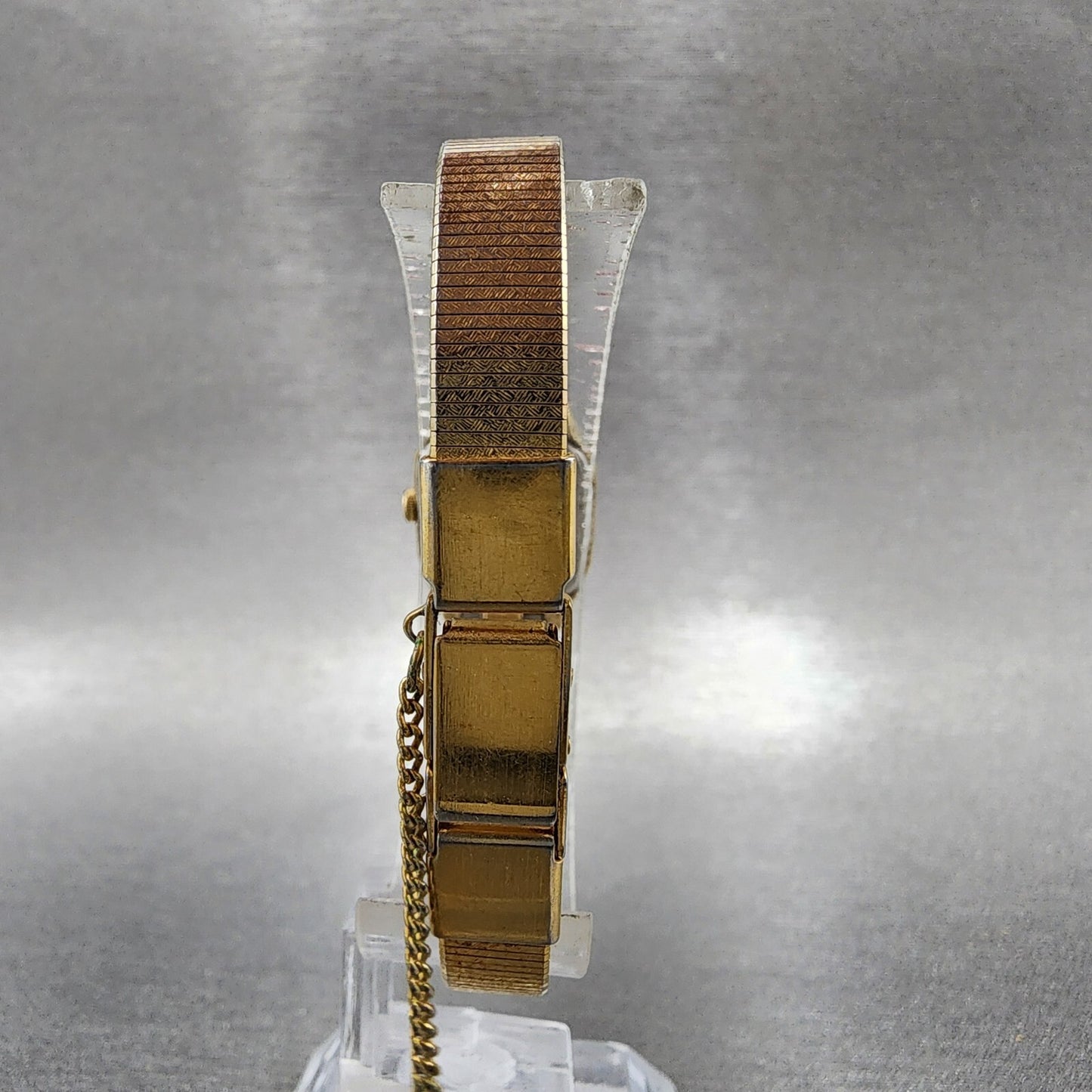 Seiko Watch Women 16mm Brown Dial Gold Tone Rectangle 2C20-5789 New Battery VTG