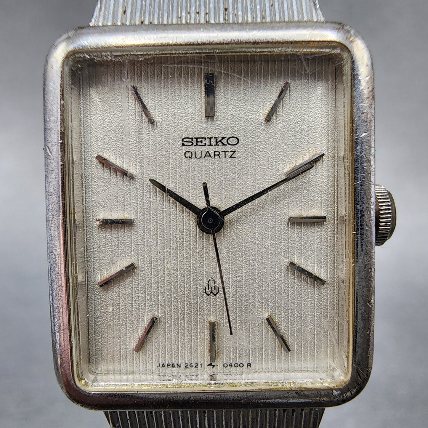Seiko Tank Watch Women 20mm White Dial Silver Tone 2621-5200 New Battery