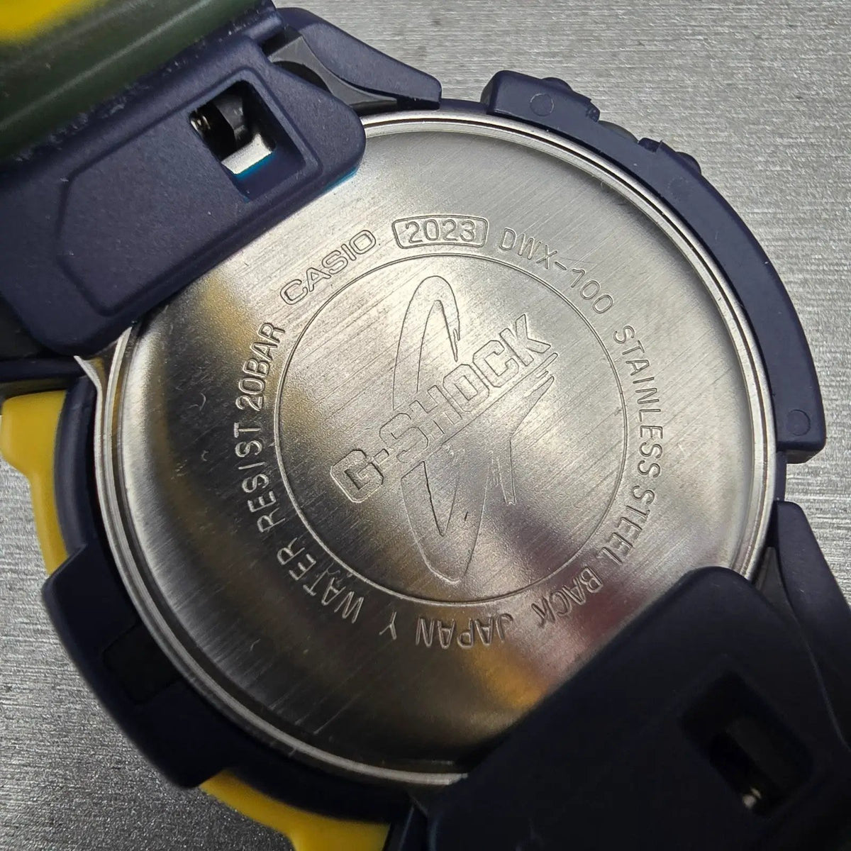 Casio G-Shock DWX-100 Watch Men 48mm Blue Yellow Chrono Alarm New Battery JP10