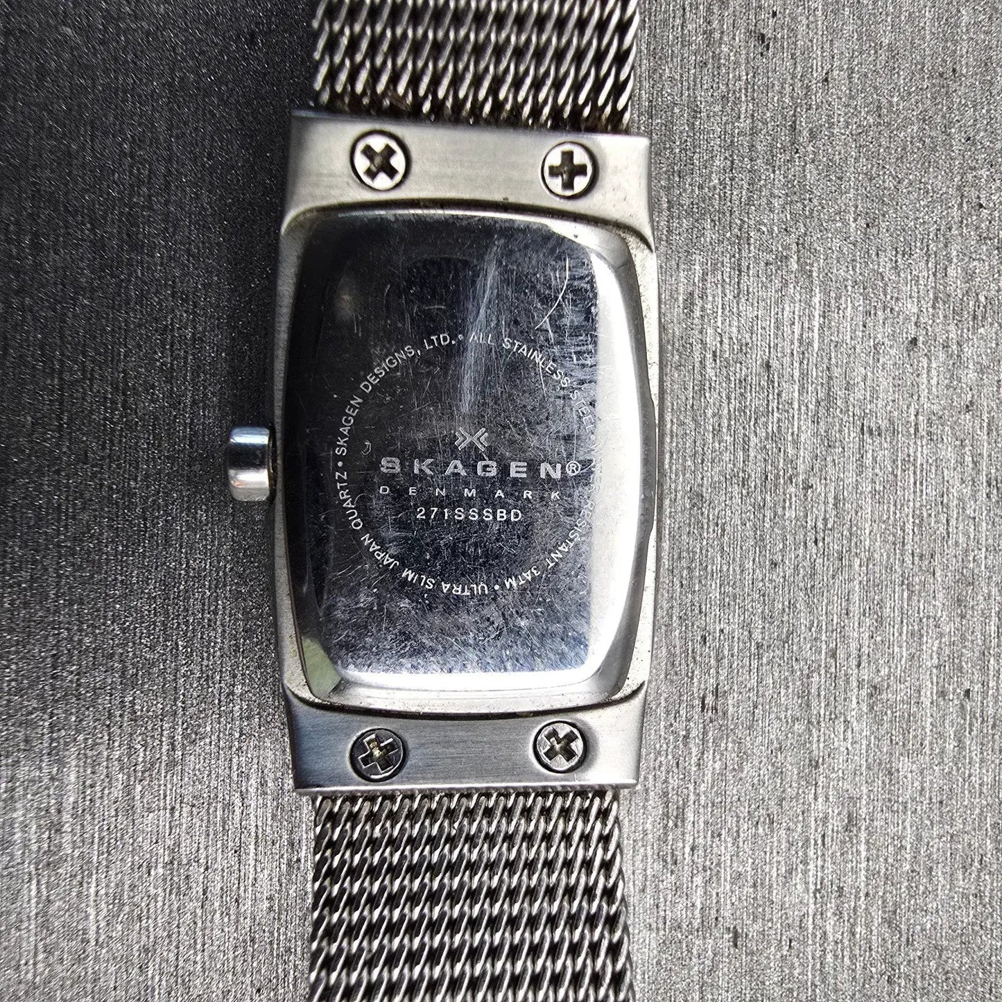 Skagen Denmark Watch Women 16mm Black Dial Silver Tone 271SSSBD New Battery10