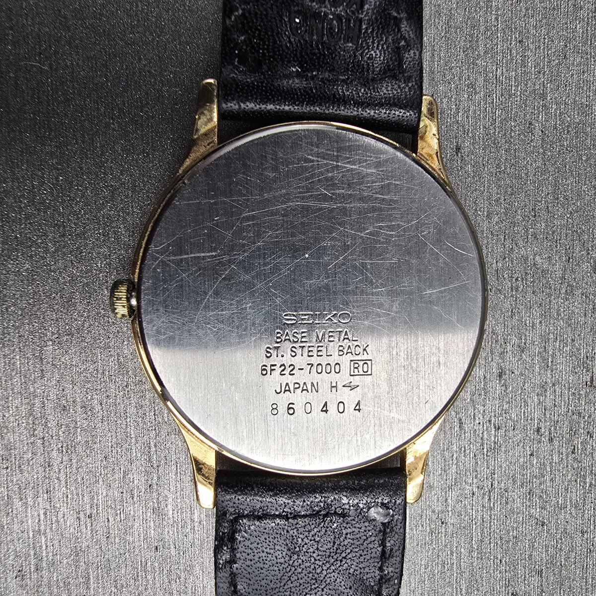 Seiko Moon Phase Watch Men 33mm Cream Dial Gold Tone Date 6F22-7000 New Battery10