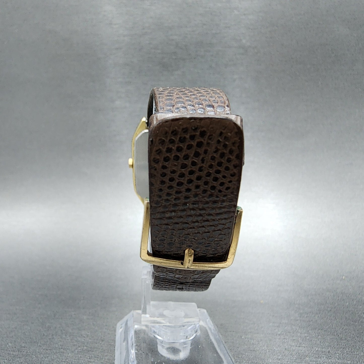 Seiko Analog Digital Watch Men 29mm Gold Dial Gold Tone Rectangle H601-5009 PART