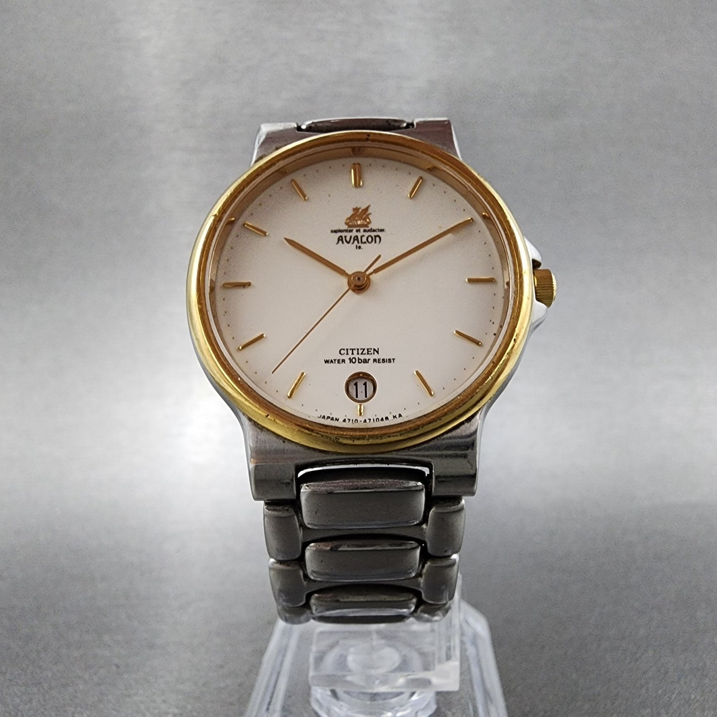 Citizen Avalon Watch Men 31mm White Dial Two Tone Date 4710-470192 New Battery