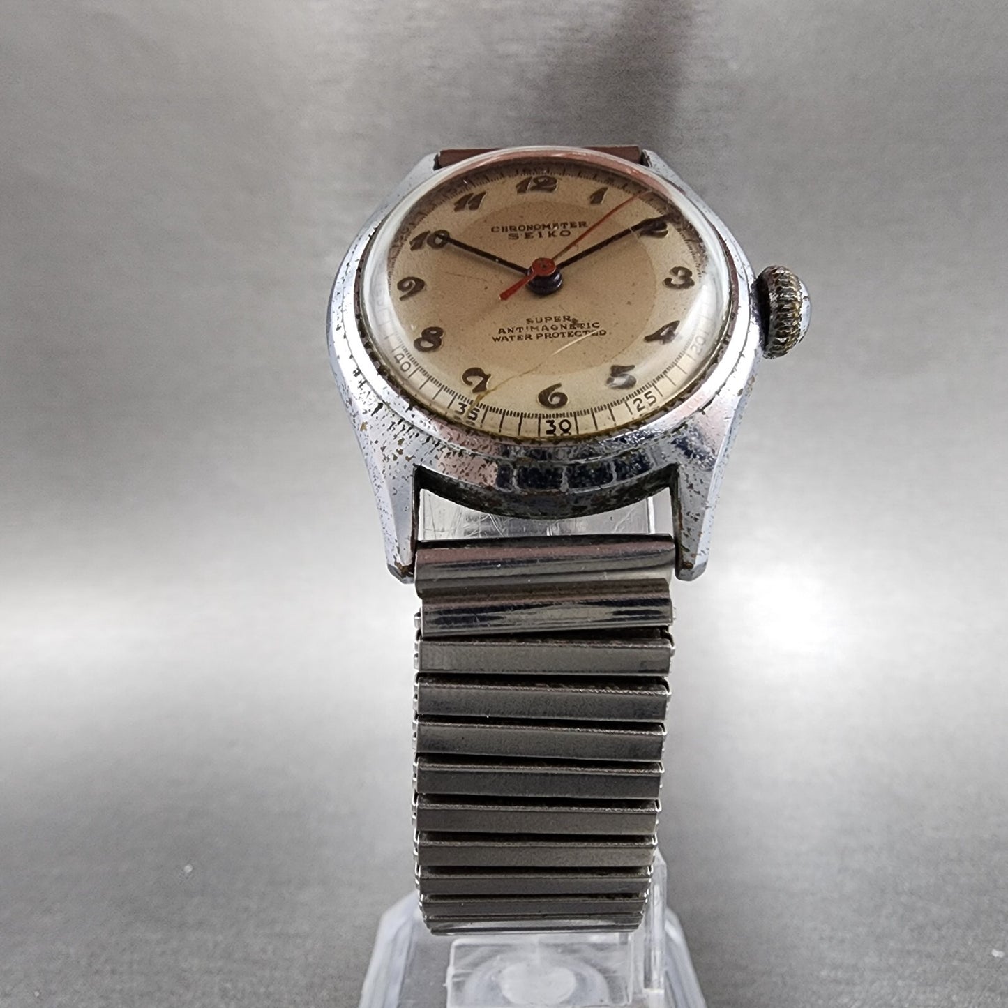 VTG Seiko Super Chronometer Watch Unisex 28mm Cream Dial Silver Tone Manual Wind