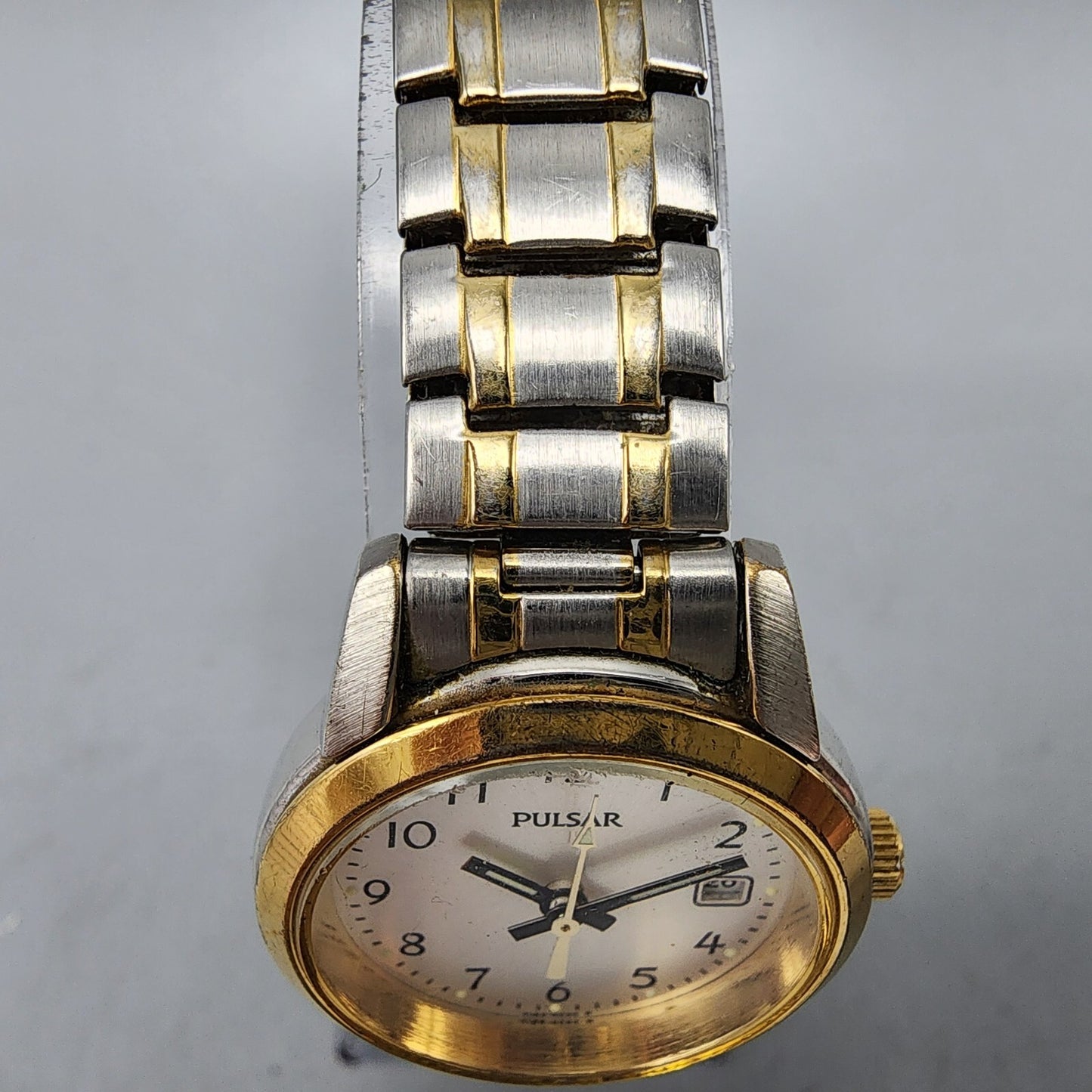 Pulsar Watch Women 22mm Silver Dial Two Tone Date Round VJ22-X025 New Battery