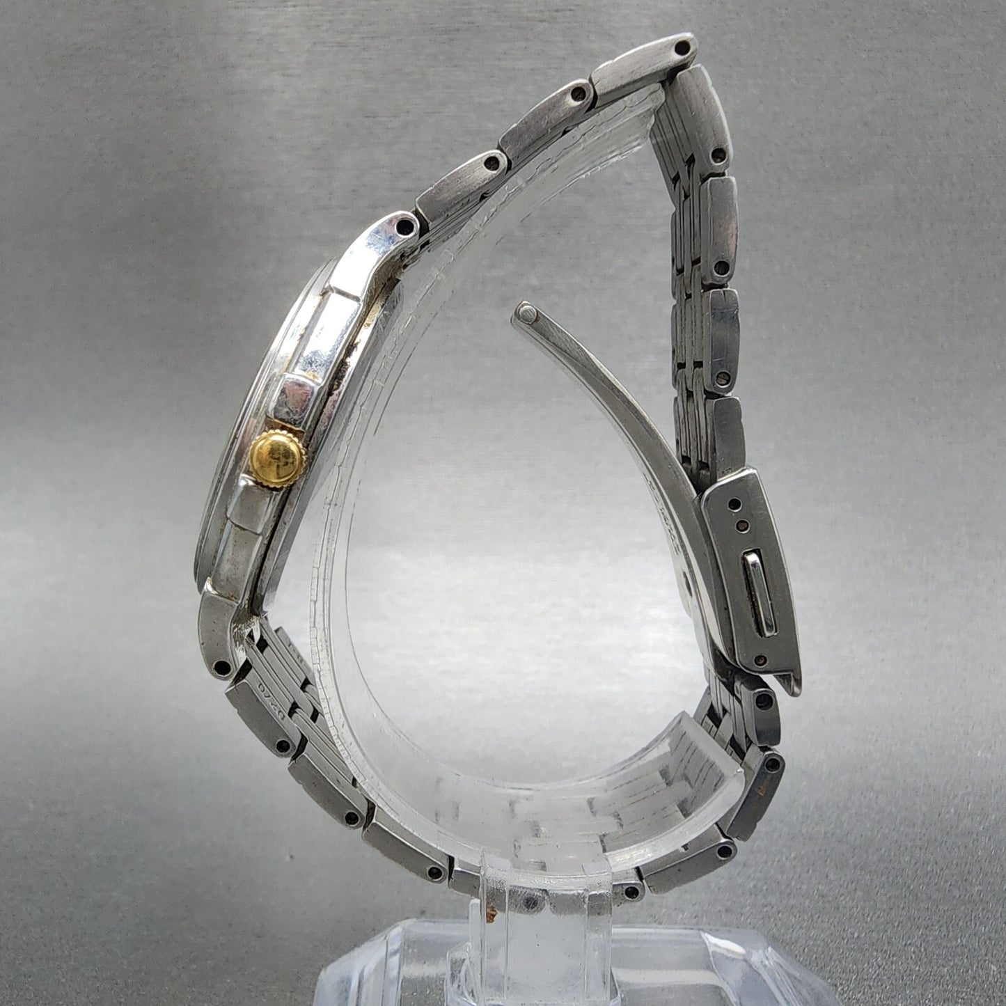Seiko Solar Watch Men 35mm Champagne Dial Two Tone Round V181-0AK0 Runs