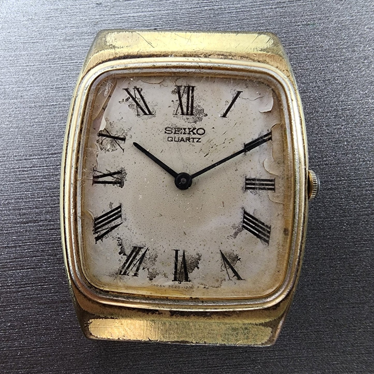 VTG Seiko Watch Men 28mm White Dial Gold Tone Rectangle 2620-5620 PARTS