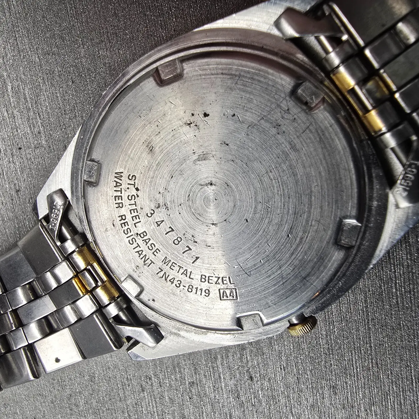 Seiko President Watch Men 35mm Silver Dial Two Tone Daydate 7N43-8119 New Batt10