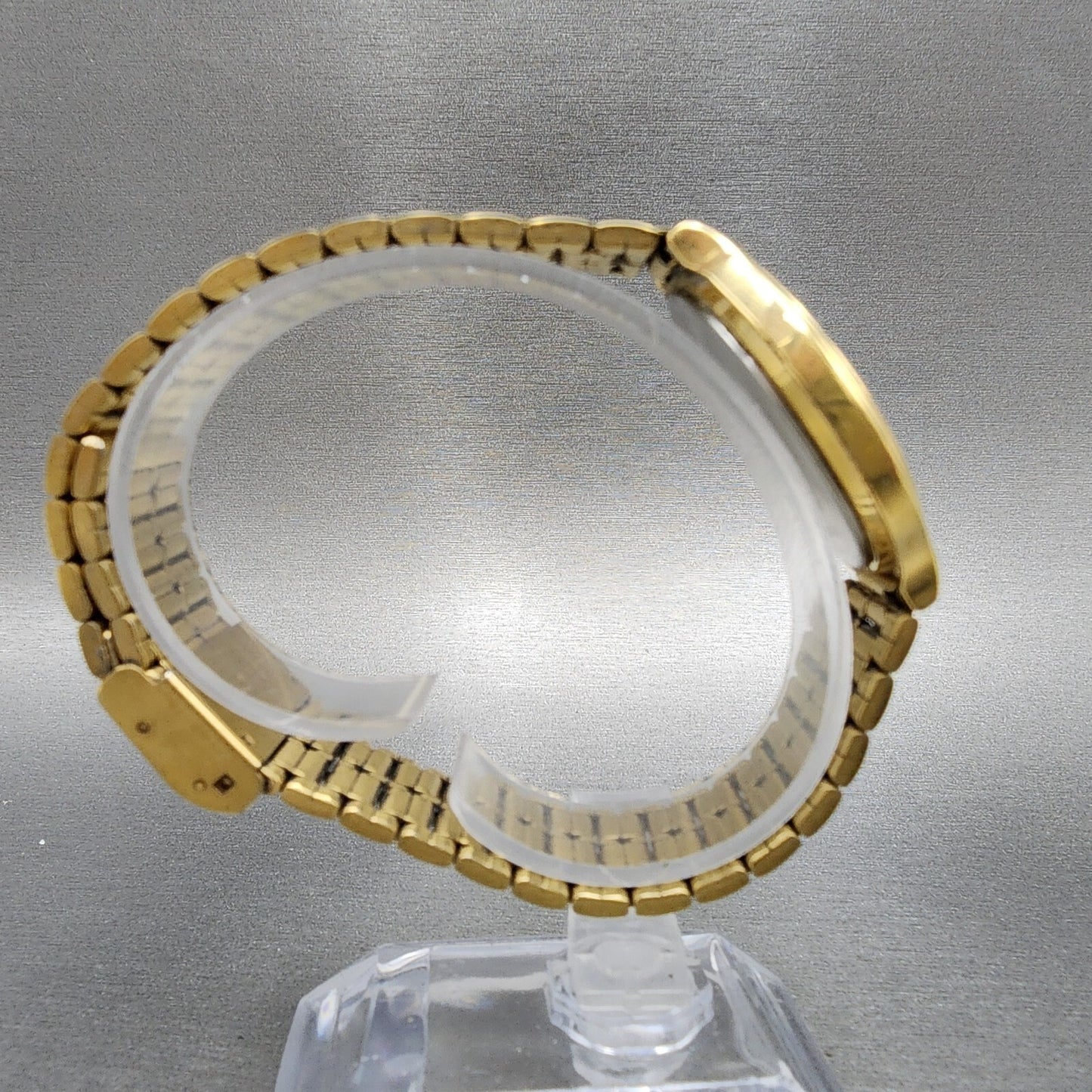 Seiko SX Watch Men 34mm Gold Dial Gold Tone Round V701-6J60 PARTS REPAIR