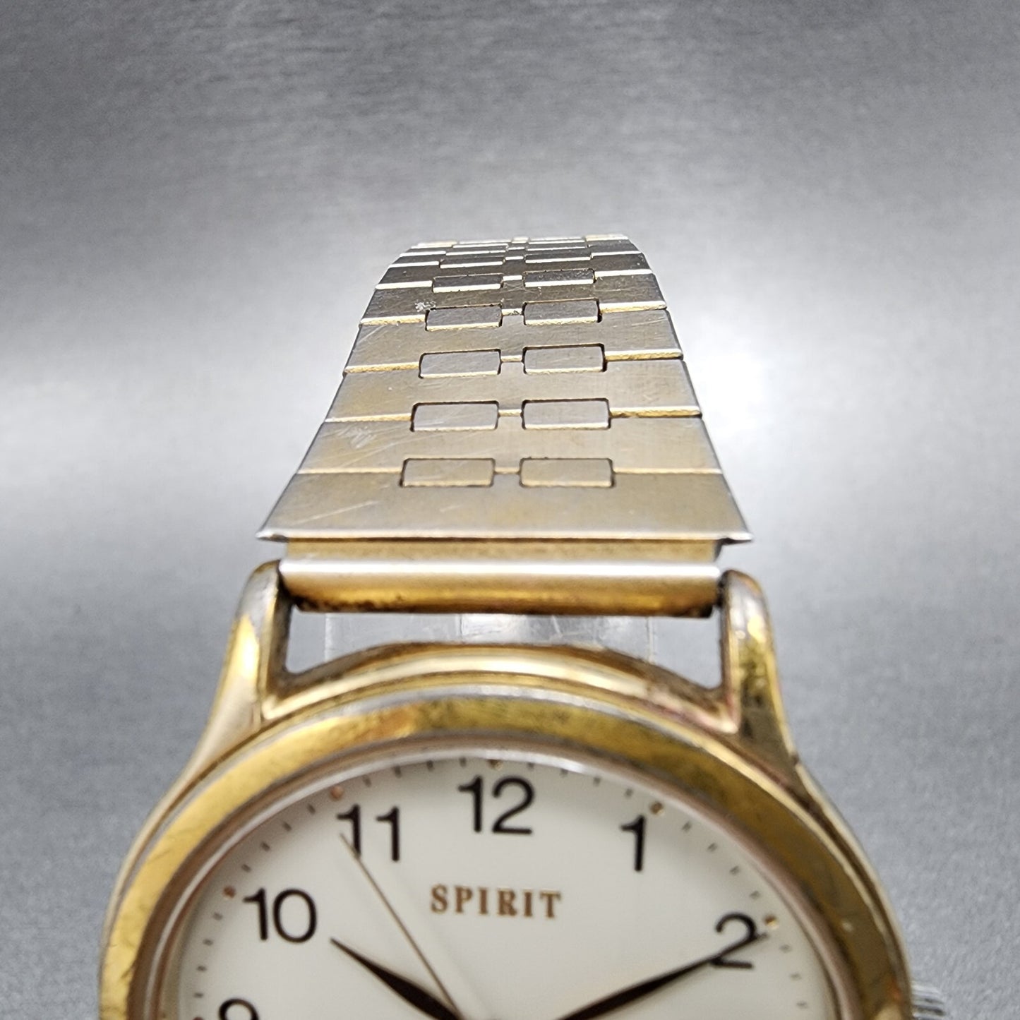 Seiko Spirit Watch Men 33mm White Dial Gold Tone Date Round 5E32-6A3A New Batt