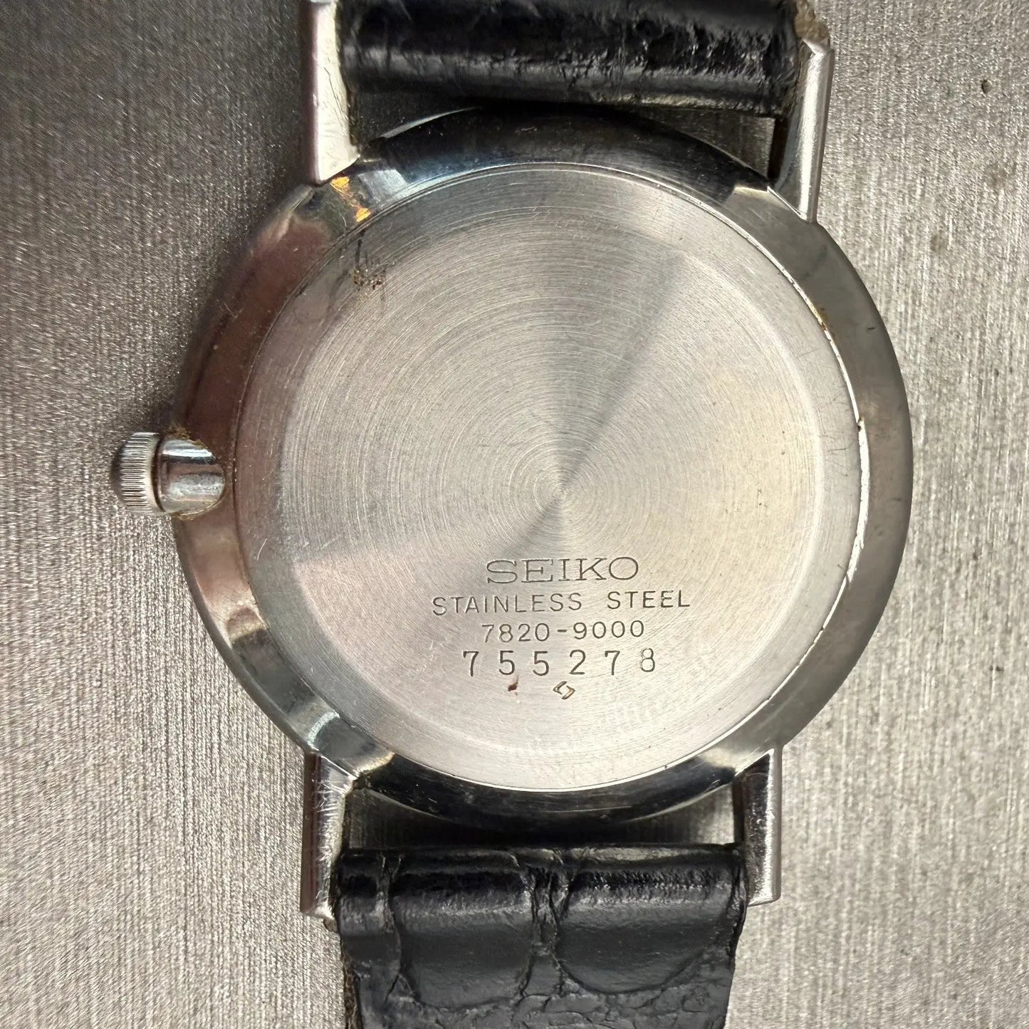 Seiko Watch Men 33mm White Dial Silver Tone Round 7820-9000 New Battery VTG10