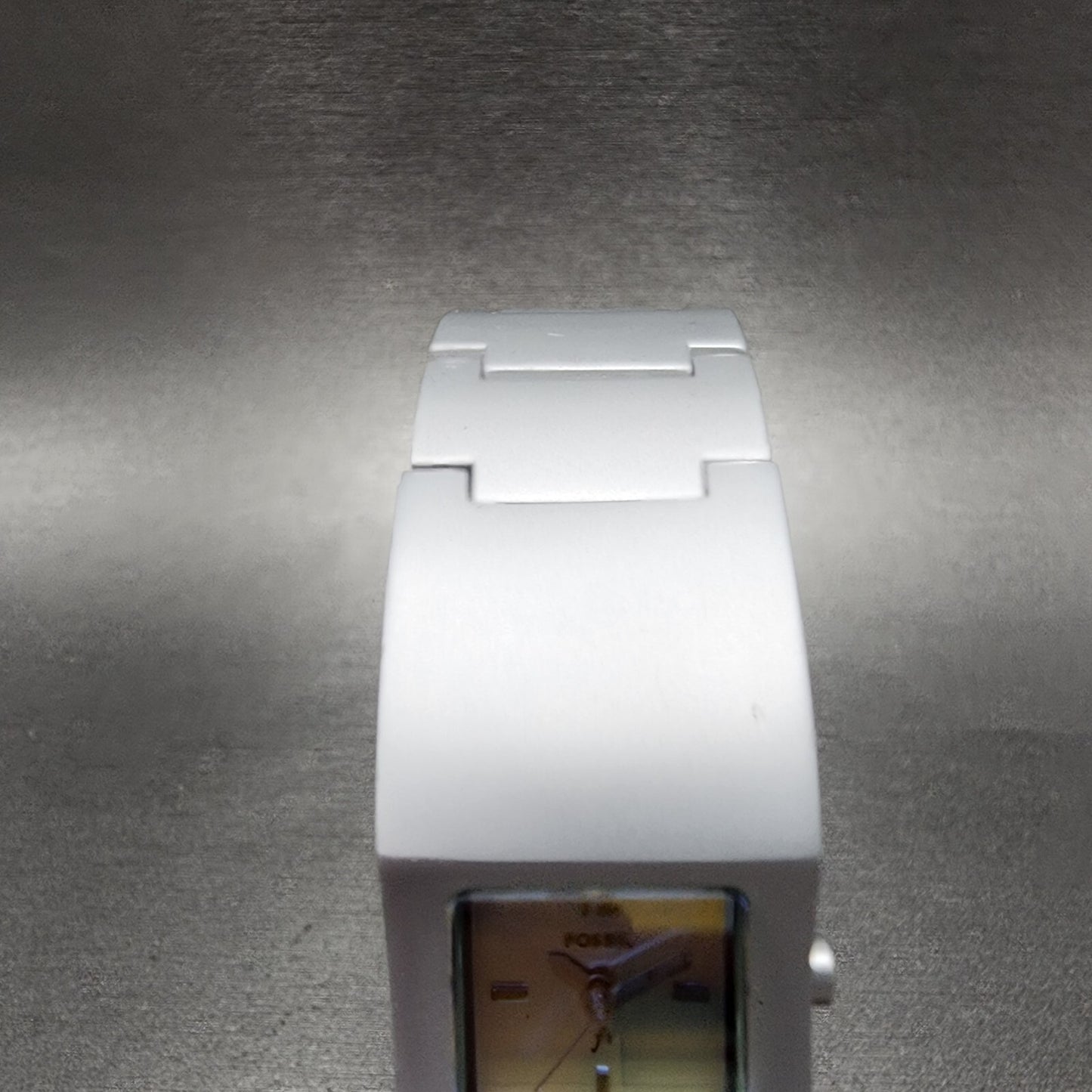 Fossil F2 Watch Women 20mm Silver Dial Aluminum Case Rectangle ES-9054 New Batt