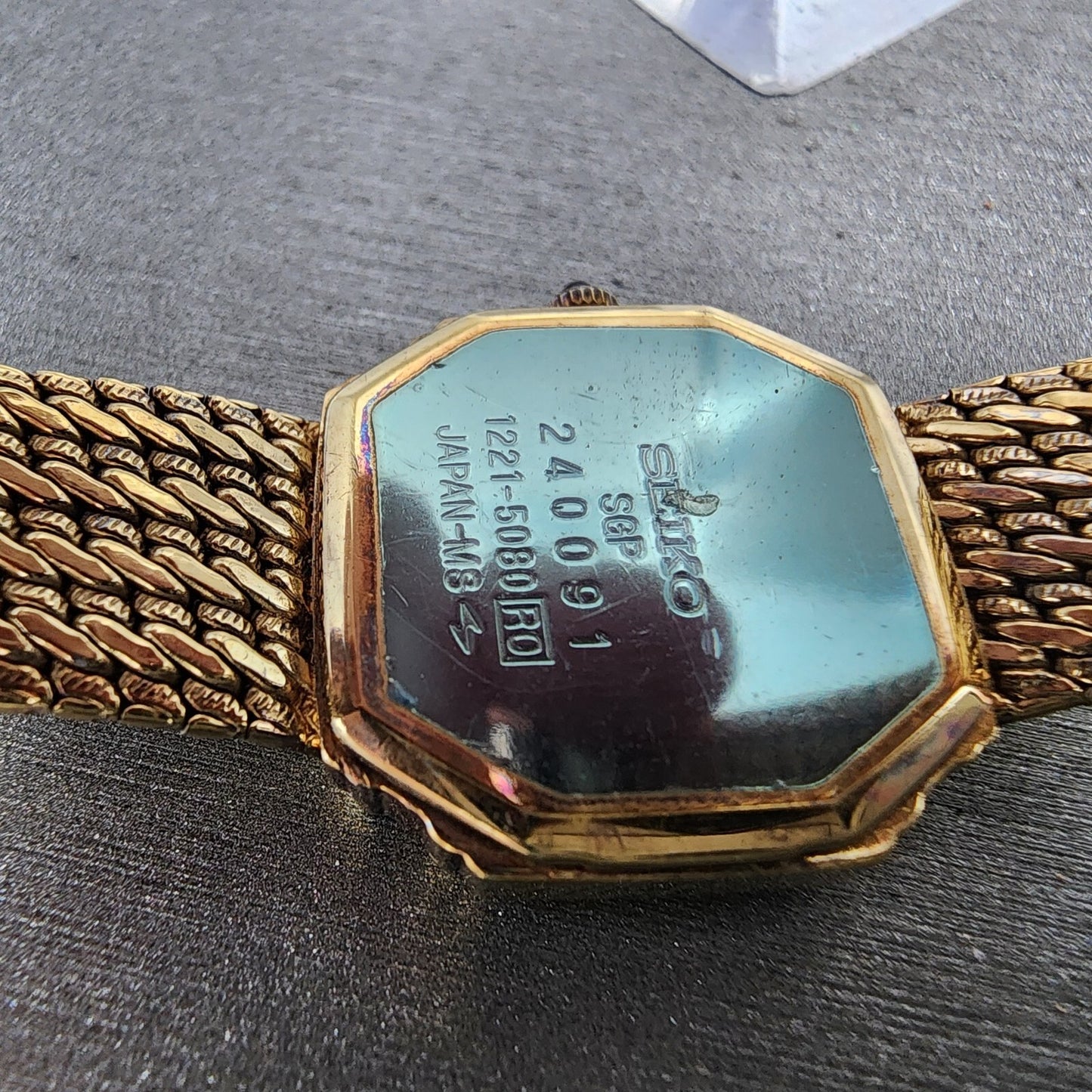 Seiko Exceline Watch Women 20mm Gray Dial Gold Tone 1221-5080 New Battery