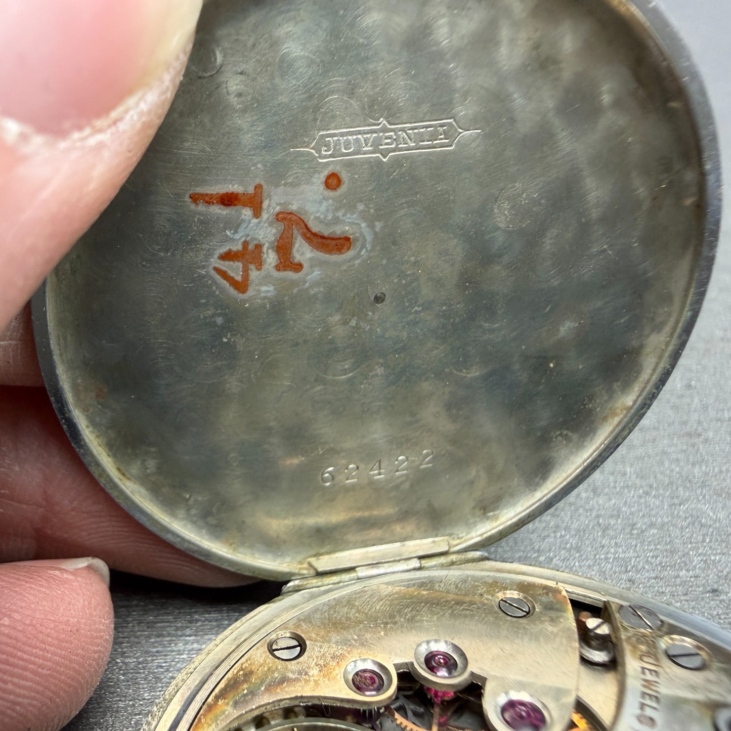 Juvenia Pocket Watch 42mm White Dial Silver TOne PARTS15
