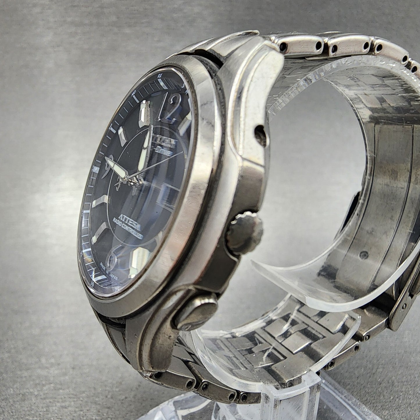 Citizen Eco-Drive Attesa Watch Men 41mm Black Dial Titanium Daydate Round Runs