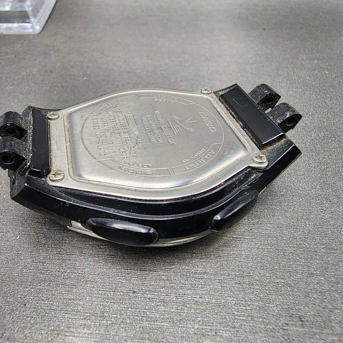 Casio Wave Ceptor Watch Men 42mm Black Dial Silver Tone Analog Digital Solar B1210