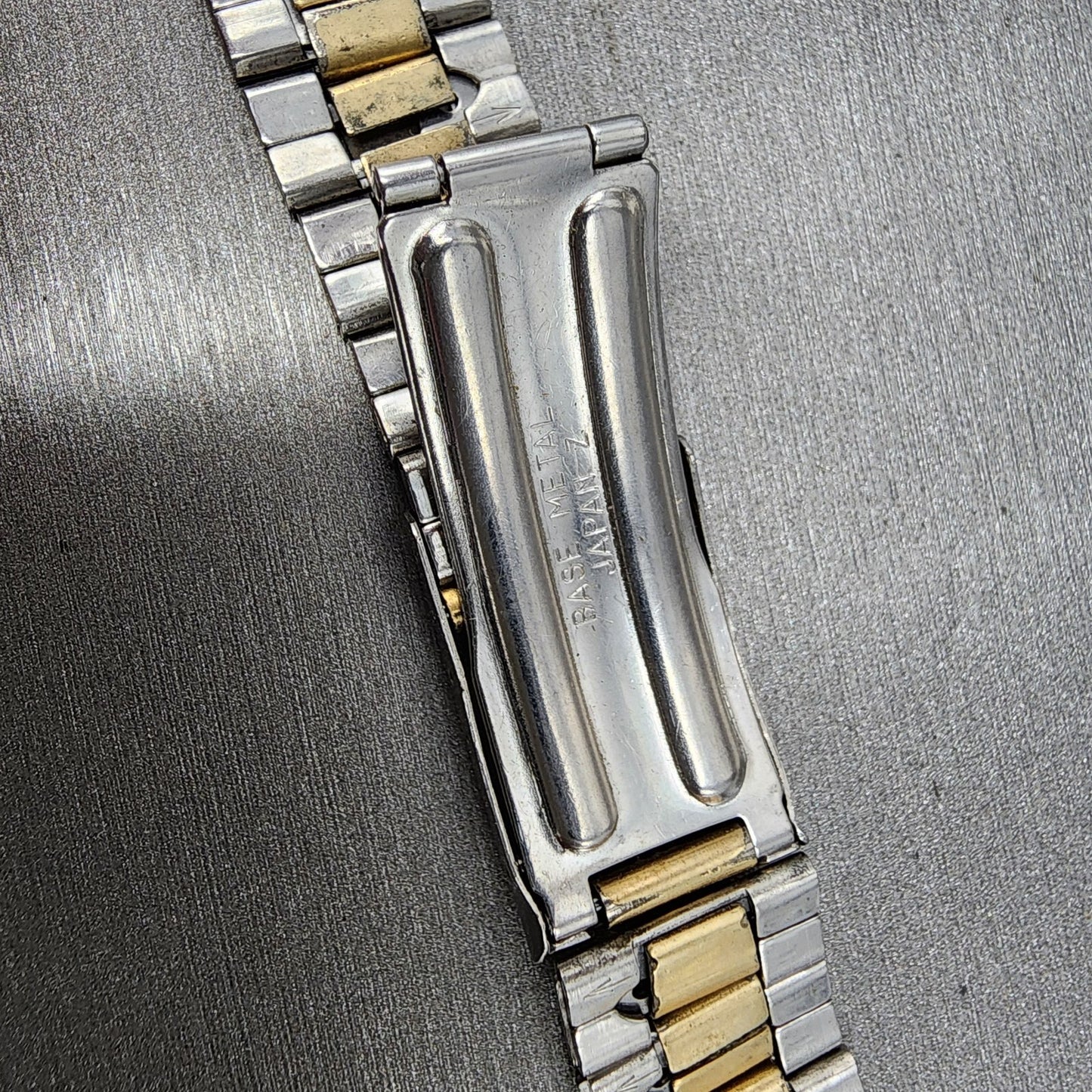VTG Seiko Watch Bracelet 19mm Two Tone Gold&Silver Tri Folding Claps