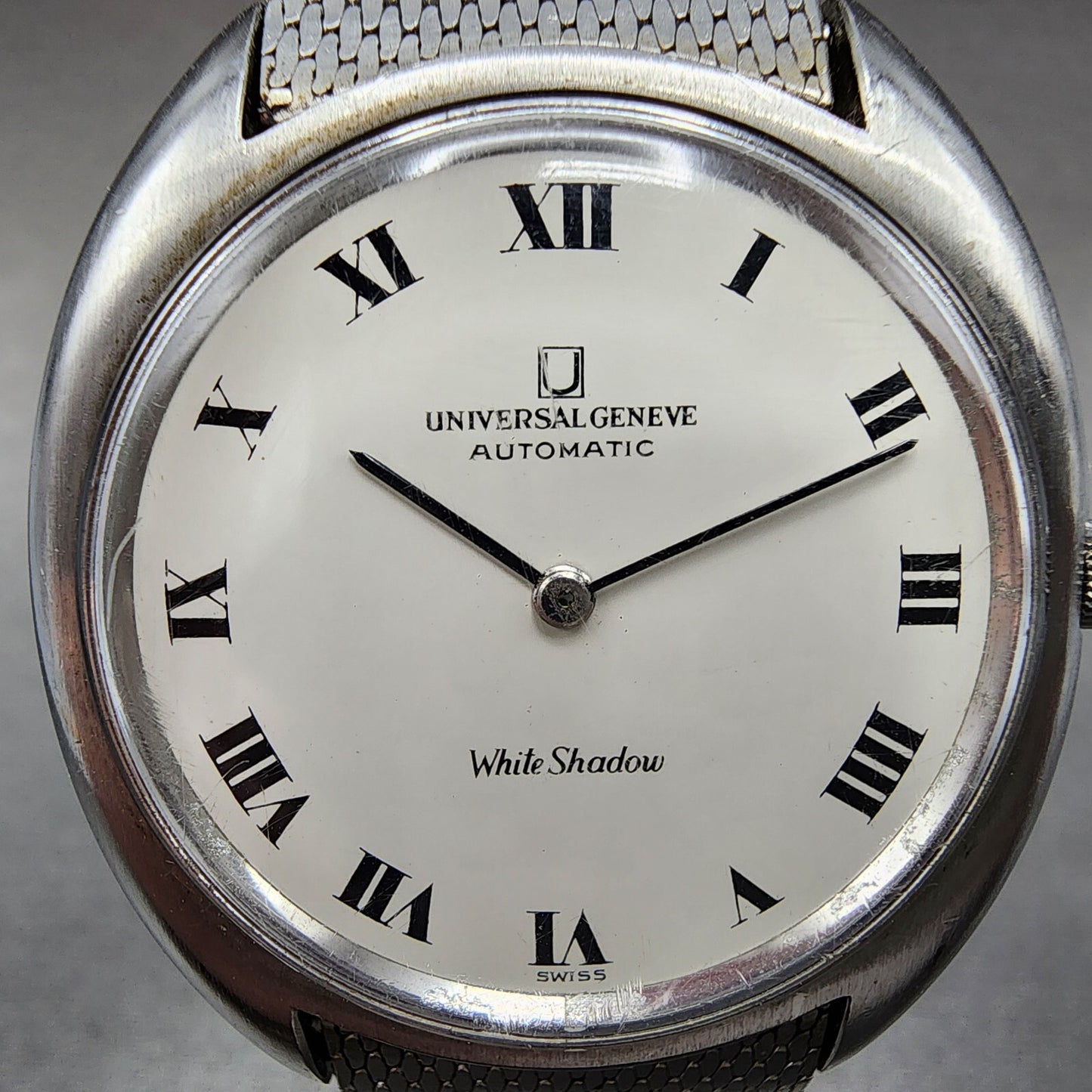 Universal Geneve White Shadow Automatic Watch Men 35mm White Dial Steel 866102