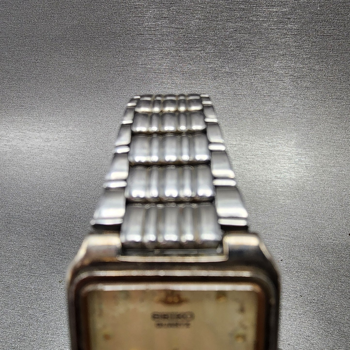 Seiko Tank Watch Men 27mm Champagne Dial Silver Tone Rectangle V701-5K90 PARTS