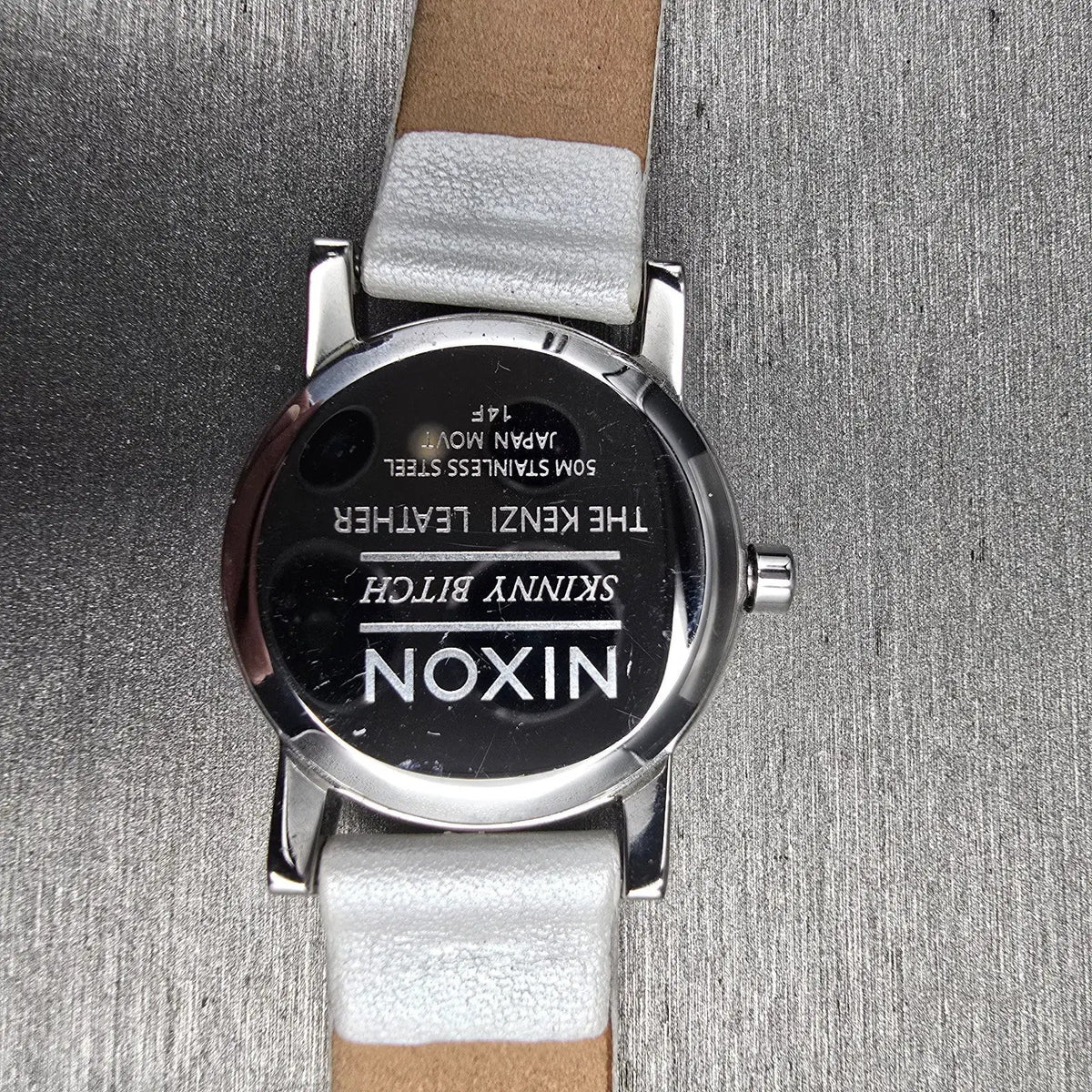 Nixon The Kenzie Leather Watch Women 26mm White Dial Silver Tone Round New Batt10