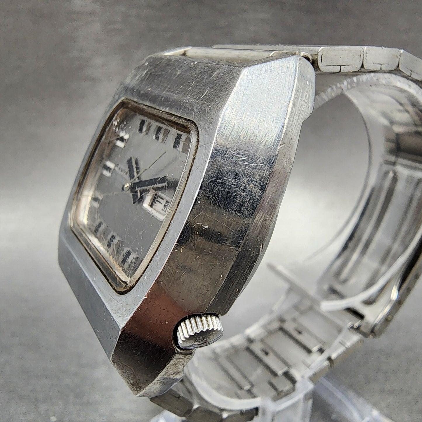 VTG Citizen Automatic Watch Men 36mm Silver Dial Steel Daydate Rectangle READ!!!