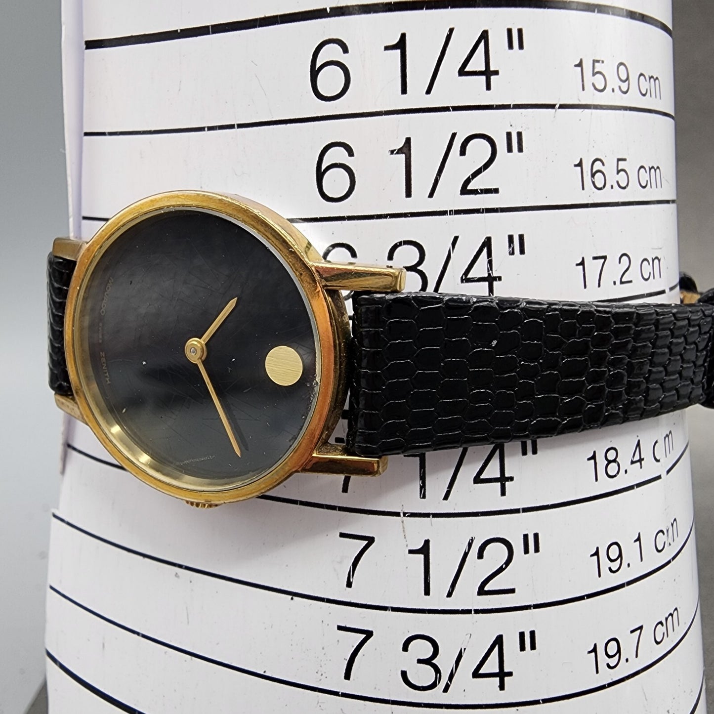 Zenith Movado Watch Women 25mm Black Dial Gold Plated Round Manual Wind Runs