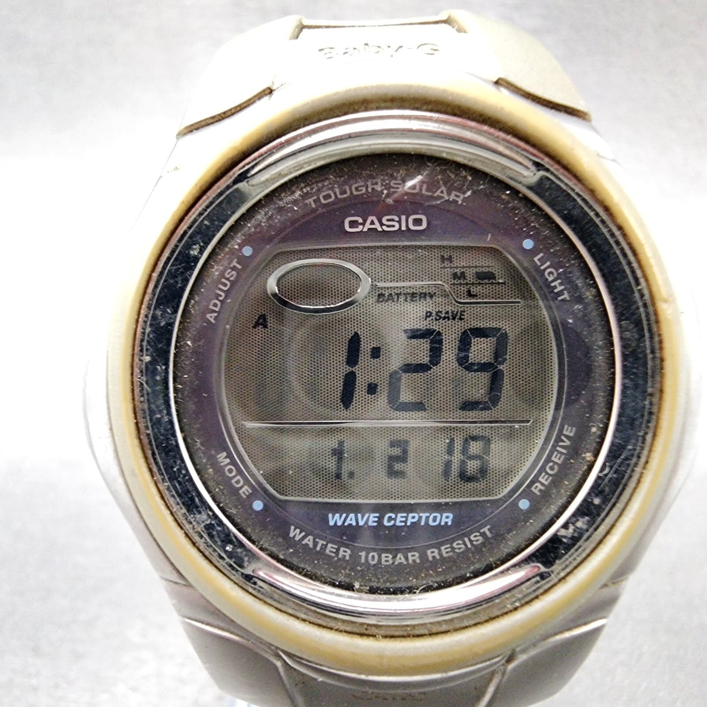 Casio Baby-G MSG-900D Watch Women 42mm Digital Silver Tone Alarm Chrono Solar