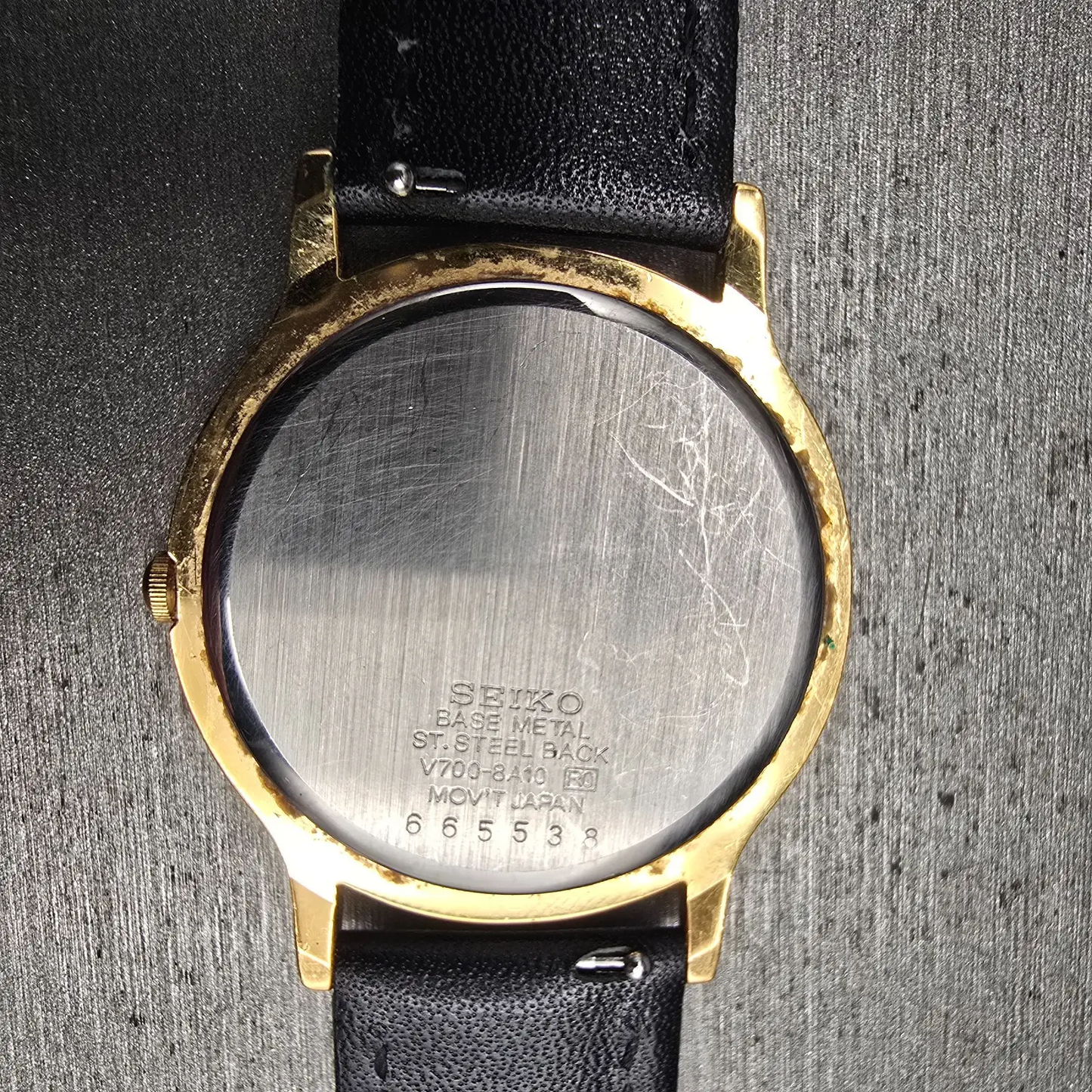Seiko Watch Men 34mm White Dial Gold Tone Round V700-8A10 New Battery Vintage10
