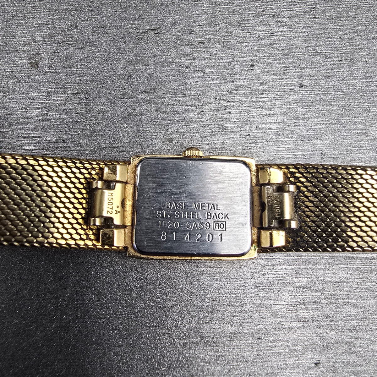 Seiko Watch Women 14mm Gold Dial Gold Tone Rectangle 1E20-5A59 New Battery10