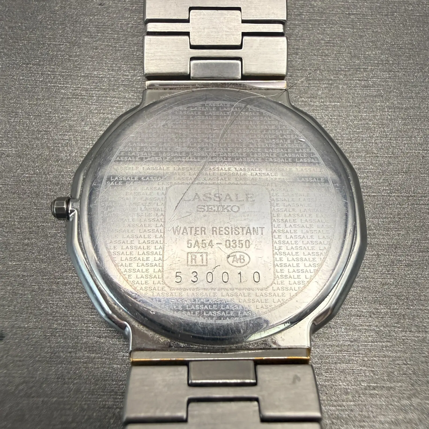 Seiko Lasalle Watch Men 32mm Silver Dial Two Tone Round 5A54-0350 New Battery10