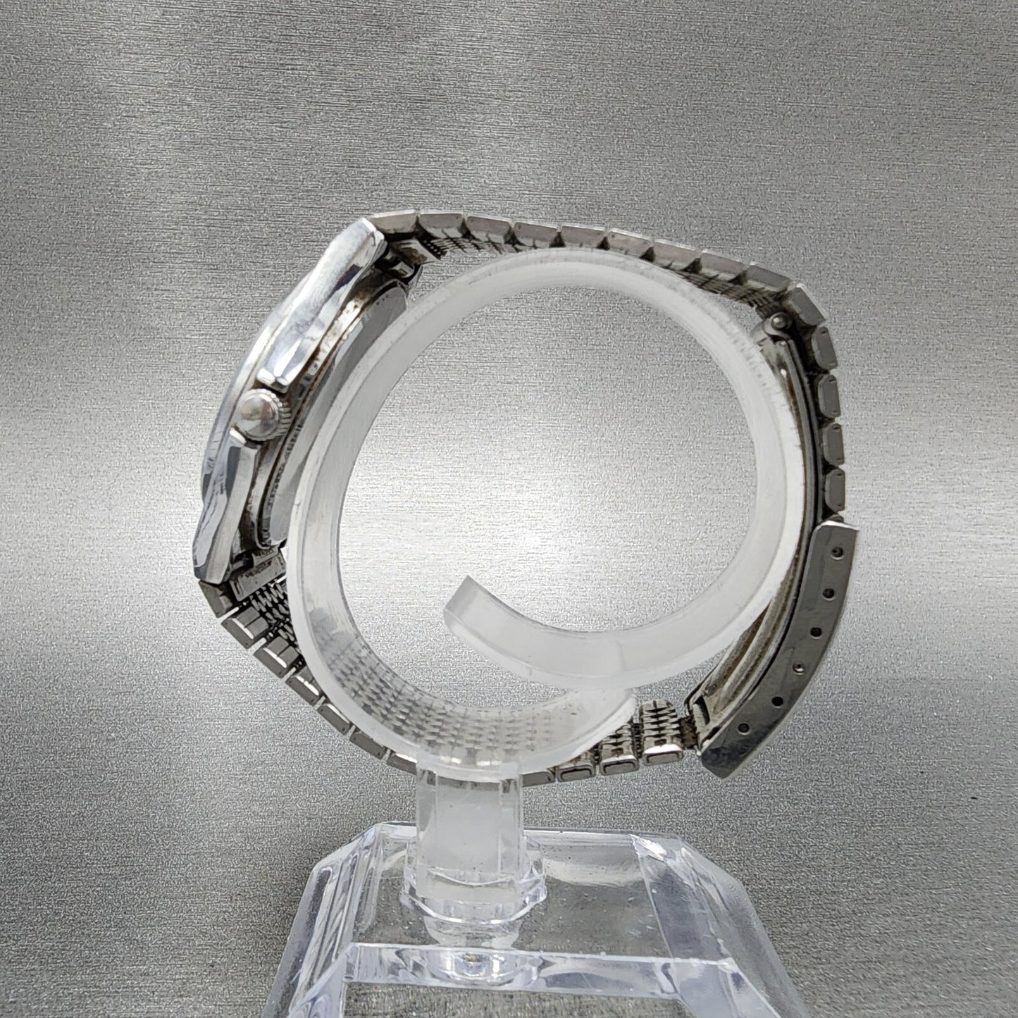 Seiko Chronos Watch Men 35mm Silver Tone Silver Dial Daydate 5h23-7d20 PARTS