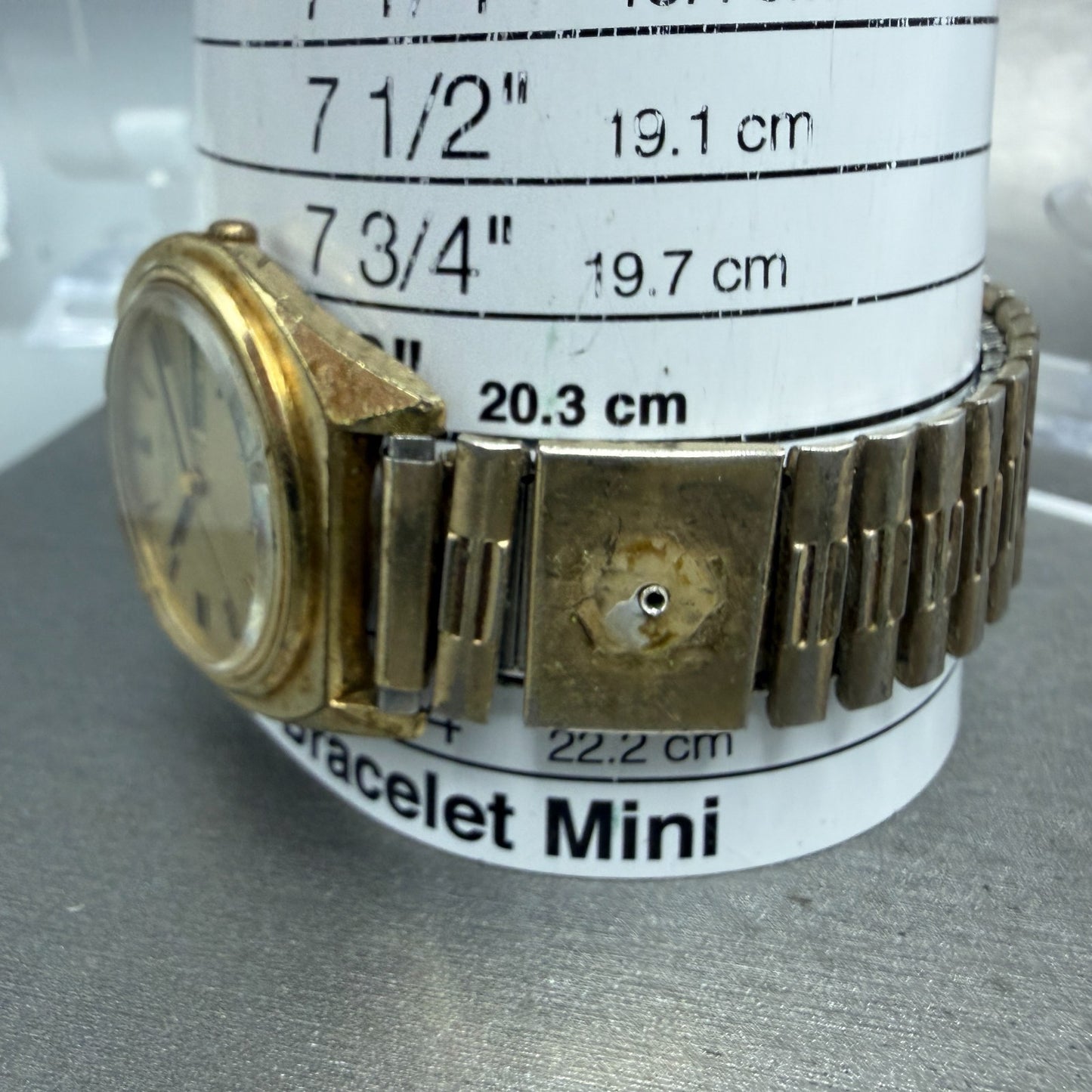 Bulova Accutron Watch Men 36mm Gold Dial Gold Tone Daydate Round 7256 PARTS11