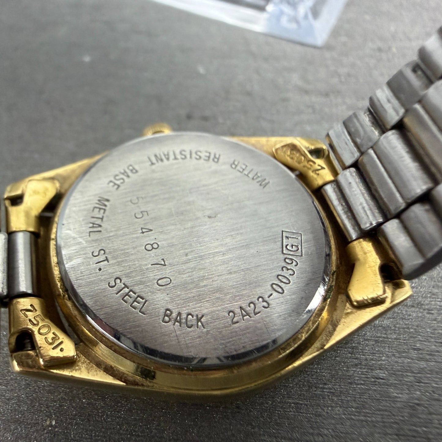 Seiko SQ Watch Women 25mm Gold Dial Gold Tone Daydate Round 2A23-0039 NewBat VJK9