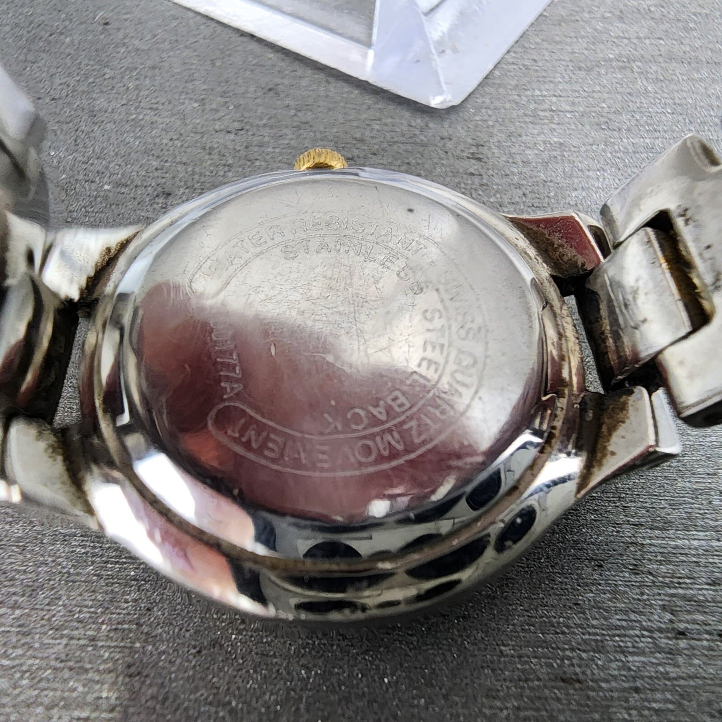ESQ Watch Women 27mm Silver Dial Two Tone Date Round New Battery Vintage