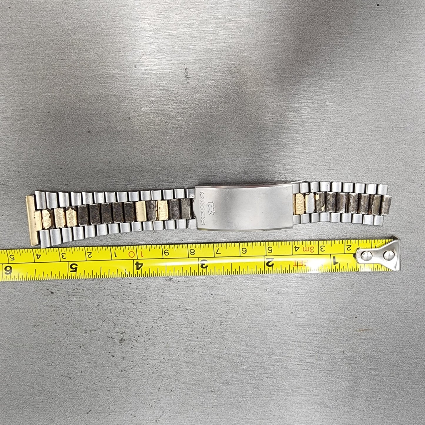 Seiko Bracelet 20mm Two Tone Stainless Steel Tri Folding Z271 End Links13